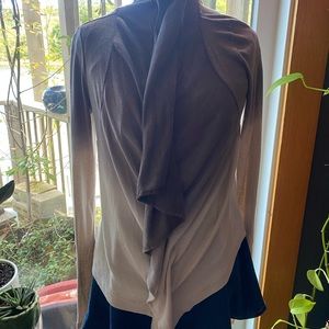 Anthropologie Chocolate to Beige Ombré Asymmetrical Waterfall Light Sweater Y2K